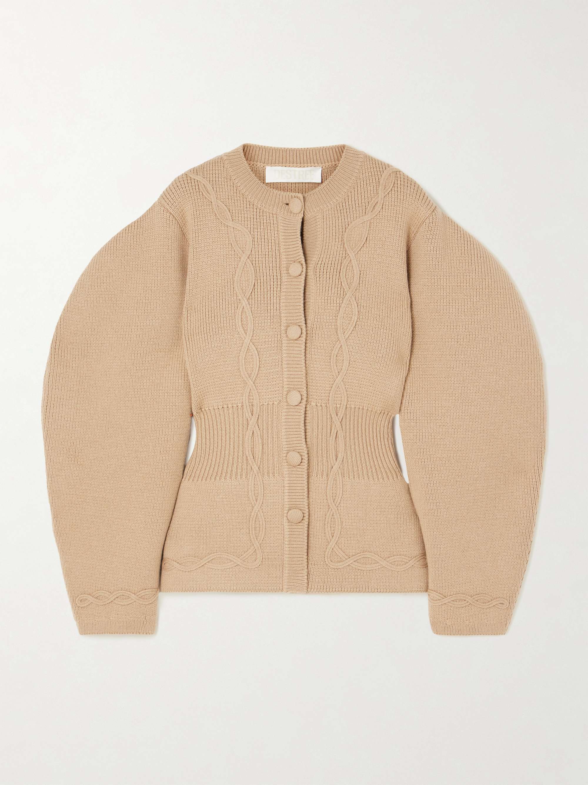 Adrian Ribbed Cable-Knit Wool Cardigan