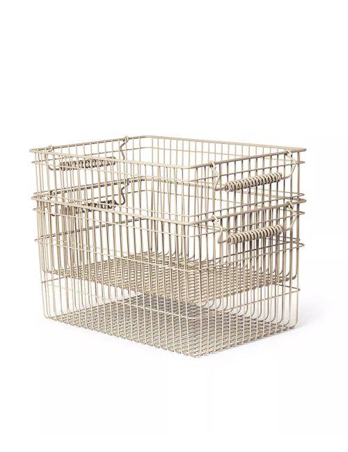 Cala Stackable Iron Baskets, Set of 2