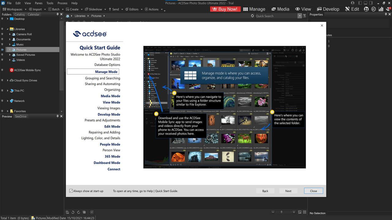ACDSee review: image shows ACDSee quick start guide