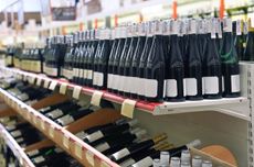Bottles of wine in a shop