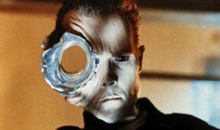 Robert Patrick as the sinister self-healing T-1000 in the movie Terminator 2: Judgement Day (1991)