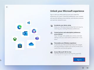 Windows 11 OOBE sign in page