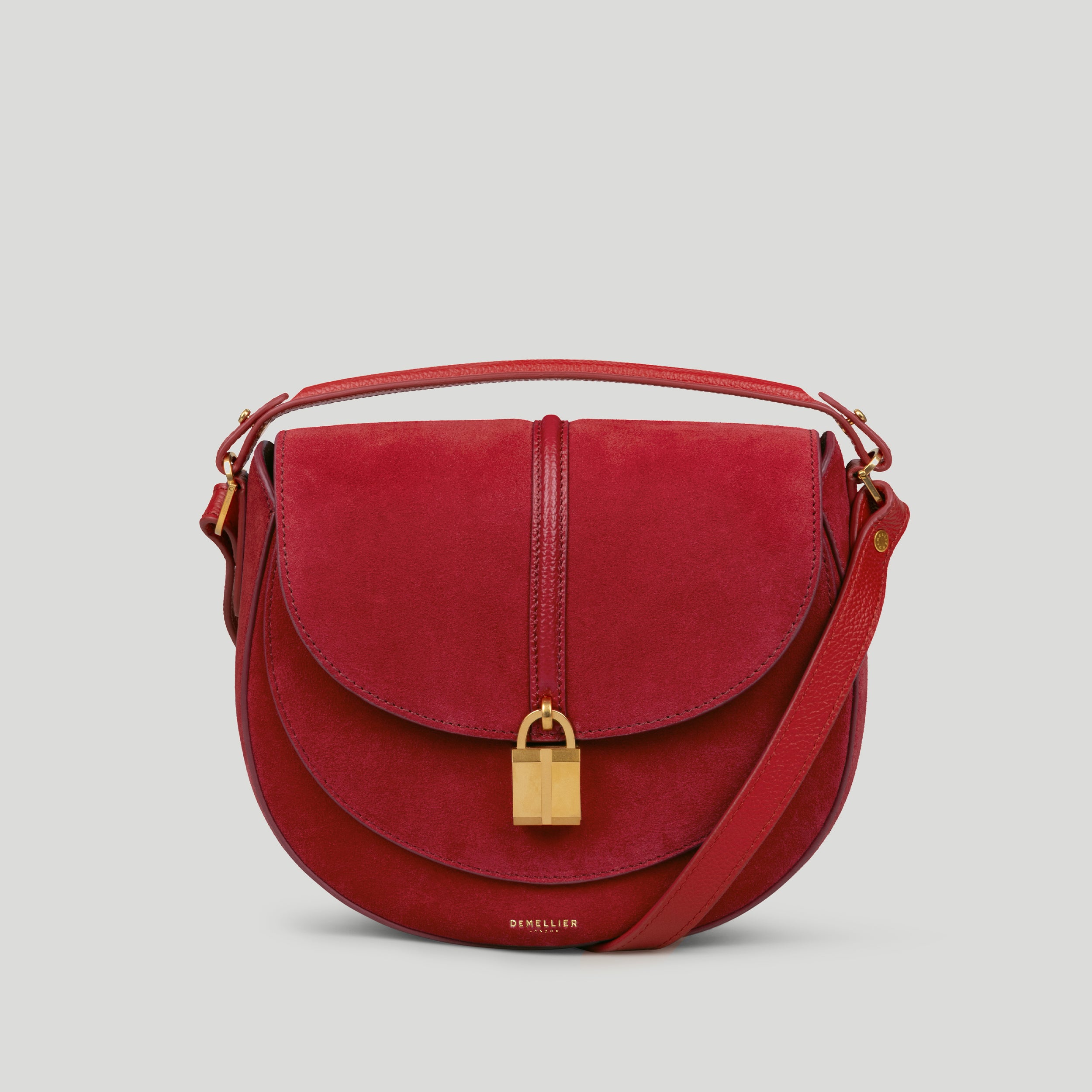 The Siena Saddle | Berry Red Suede | Demellier