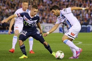 David Villa in action for Melbourne City against Melbourne Victory in October 2014.