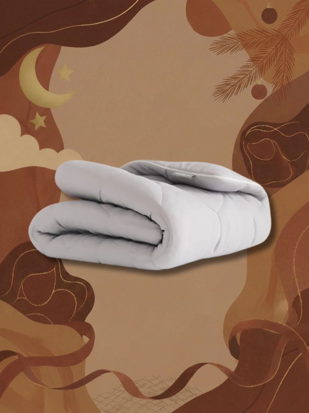 Layla Comforter on brown Christmas abstract graphic background 