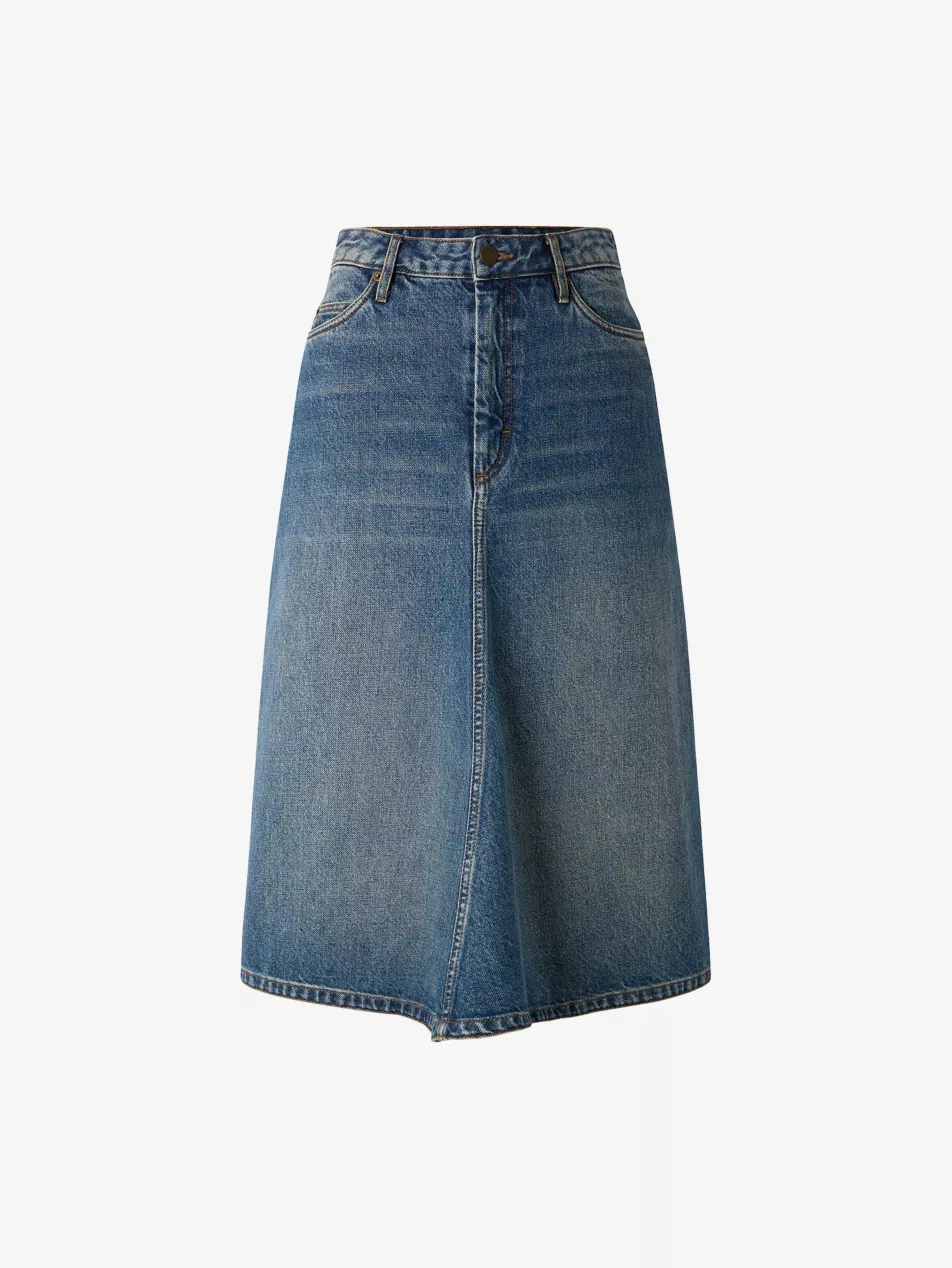Halo Flared Denim Midi Skirt - 6