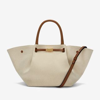 The Midi New York | Salt & Pepper Canvas Tan Smooth | Demellier