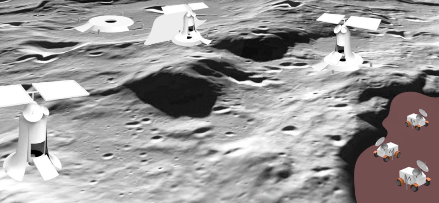 An artist&#039;s rendering of mining operations on the moon.