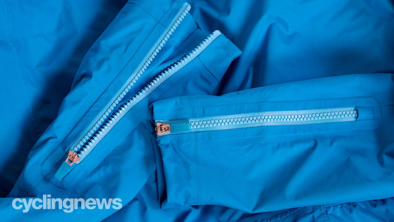 Rapha Pro Team Insulated Gore-Tex Rain Jacket detail of wrist zippers