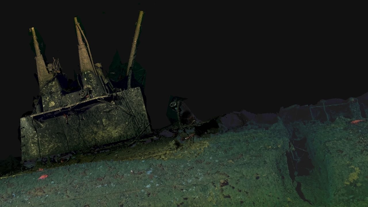 a close-up of a submarine underwater