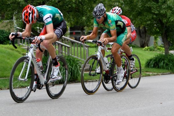 The men work their way through the course