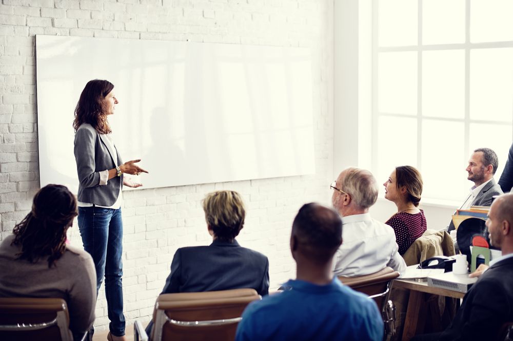 A group of people in a training session