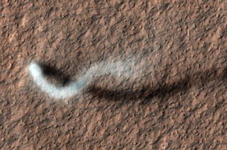 A dust devil on Mars.