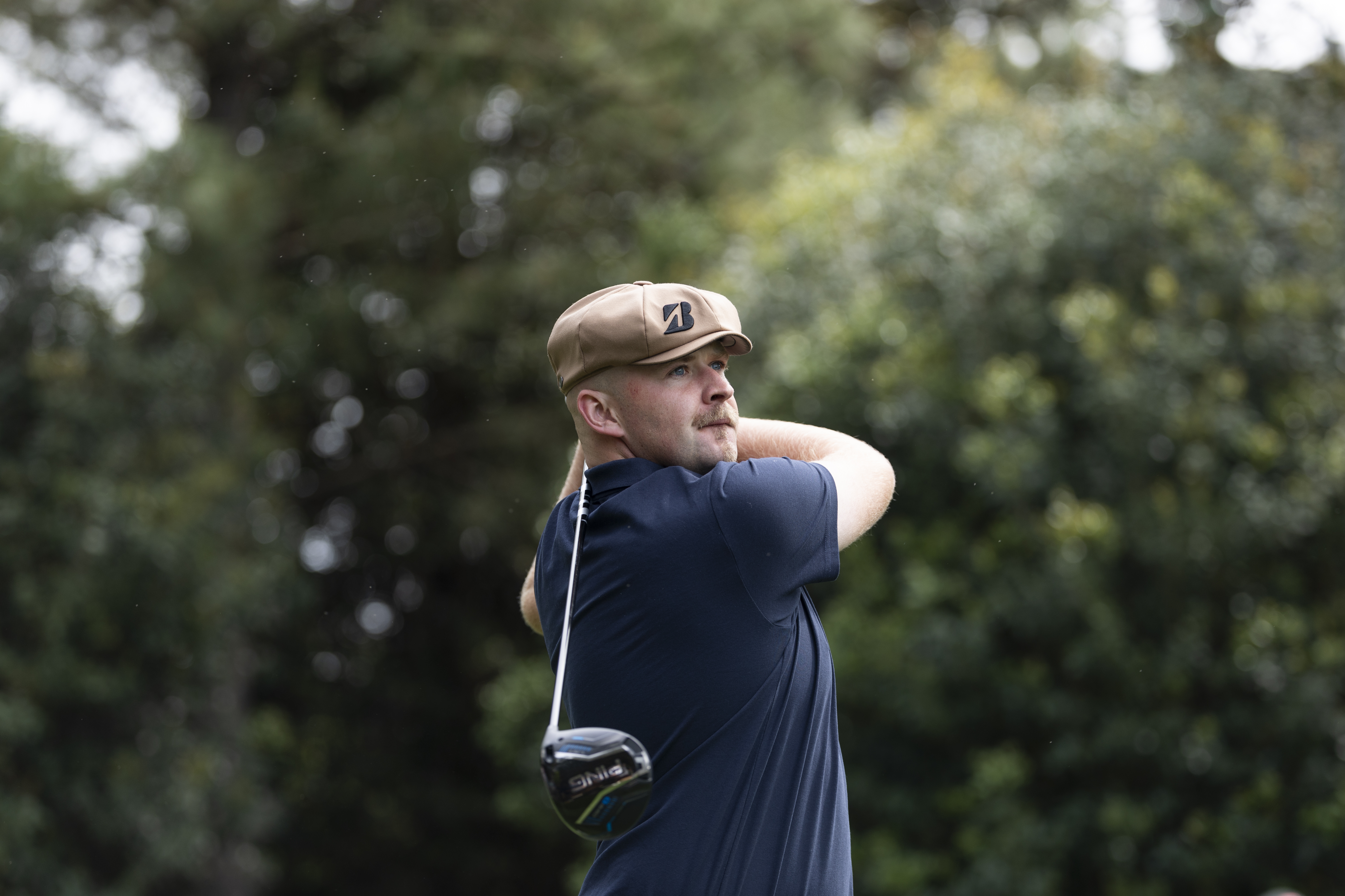 Harry Hall during a practice round prior to the Masters at Augusta National Golf Club