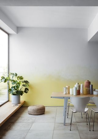 ombre paint effect white and yellow by crown paints