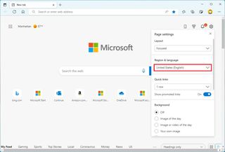 Microsoft Edge content language settings