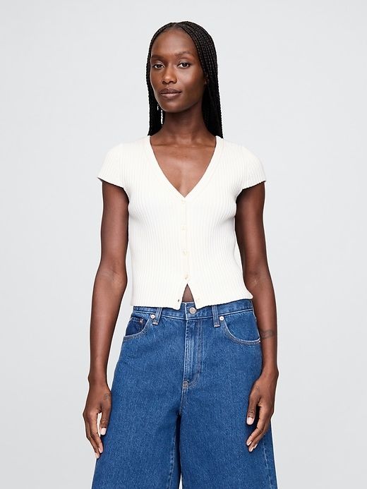 Cropped Rib Cardigan