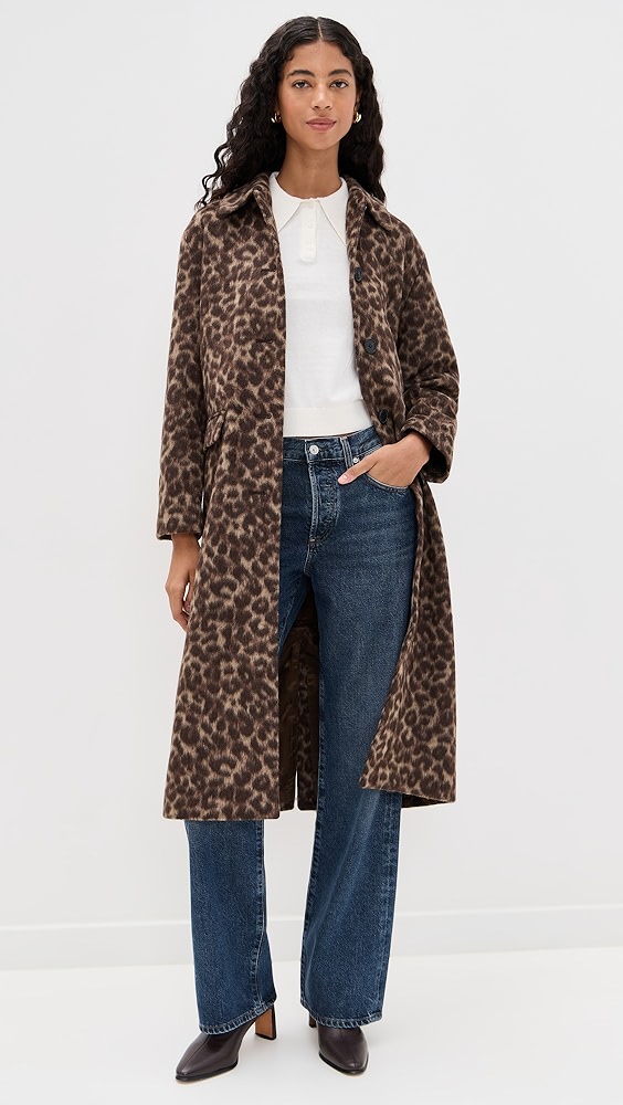 Madewell Single Breasted Topcoat in Leopard Print