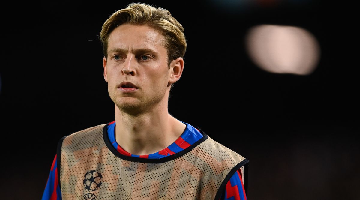 Liverpool have been linked with a move for Barcelona midfielder Frenkie de Jong, photographed looking on while warming up during the UEFA Champions League match between Barcelona and Inter Milan on 12 October, 2022 at Spotify Camp Nou, Barcelona, Spain