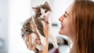 Woman and kitten 