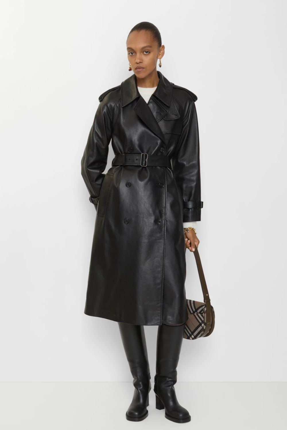 Burberry Long Leather Castleford Trench Coat
