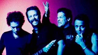 Metallica posing for a photograph in 1996