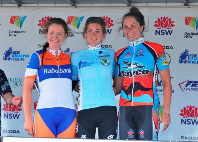 The women's overall podium: Lauren Kitchen (Dream Team), Sophie Williamson (Bates Bikes) and Ashlee Ankudinoff (Jayco-AIS)