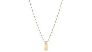 Mejuri Barrel Link Engravable Tag Necklace, one of w&h's best personalized jewelry gifts picks