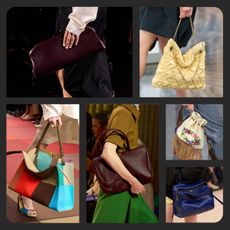 Collage of runway handbag trends