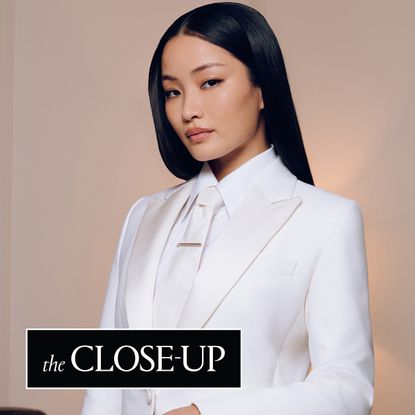 Anna Sawai wearing a Dior suit and Cartier jewelry for the 2025 met gala