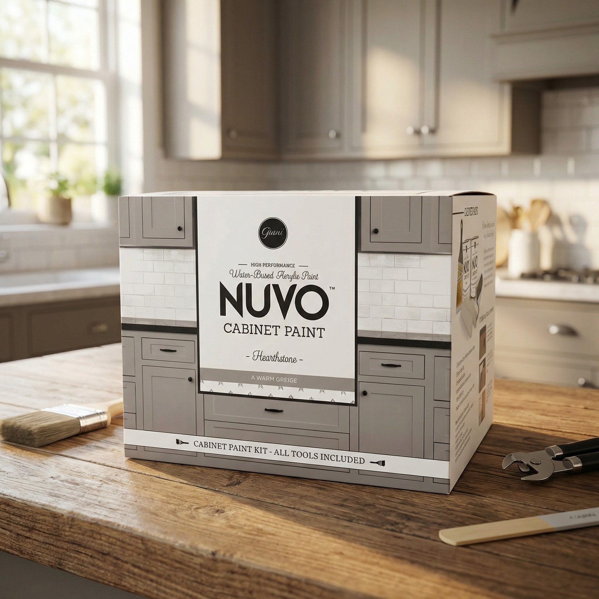 Nuvo Cabinet Paint Kit on wooden worktop