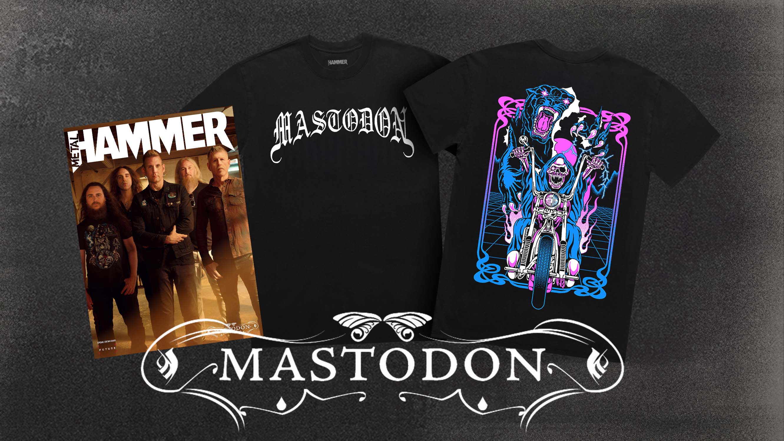 Mastodon on the cover of Metal Hammer, and a t-shirt featuring the band's name