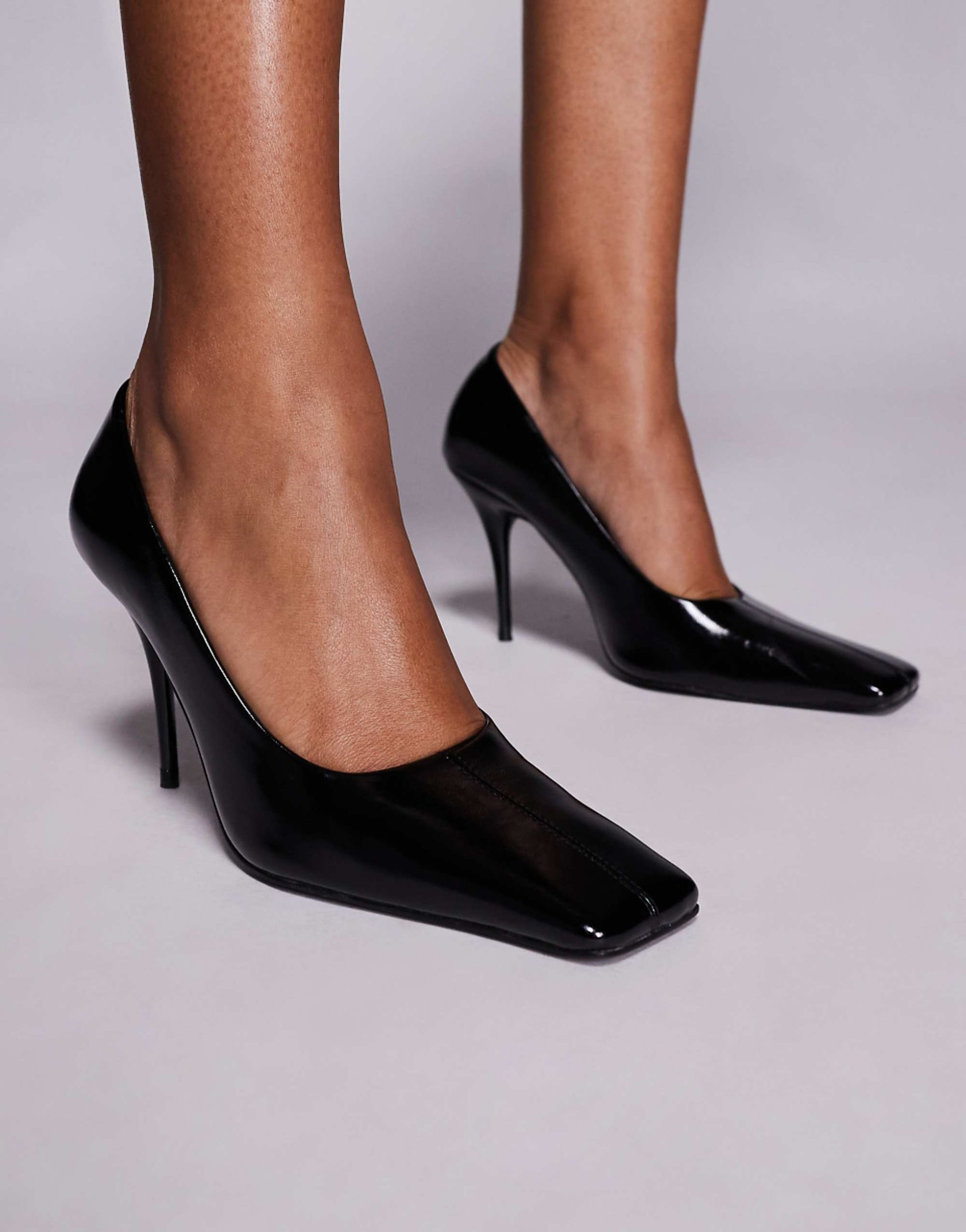 Asos Design Phillipa Square Toe High Heeled Pumps in Black