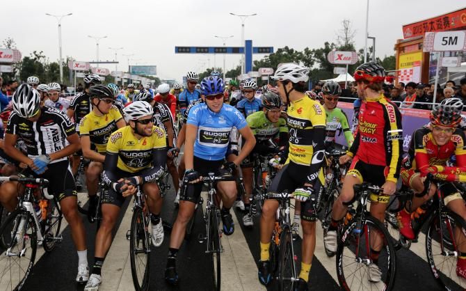 The riders get ready for the finale