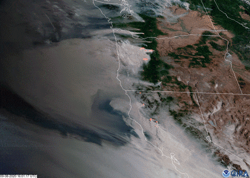 Striking images show multiple wildfires burning along the US WestCoast