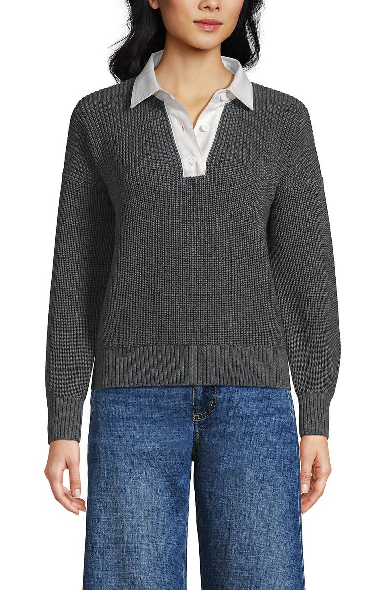 Drifter Rugby With Woven Collar Sweater