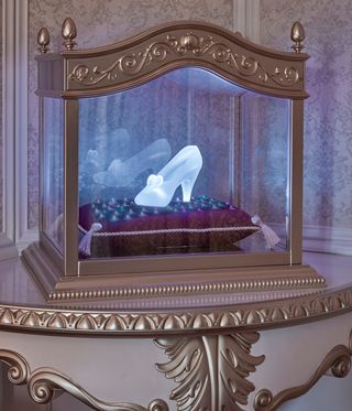 Cinderella's glass slipper in a display case