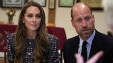 Catherine, Princess of Wales and Prince William, Prince of Wales listen as they visit the National Federation of Women's Institute (WI) to commemorate the three-year anniversary of the death of Queen Elizabeth II on September 8, 2025