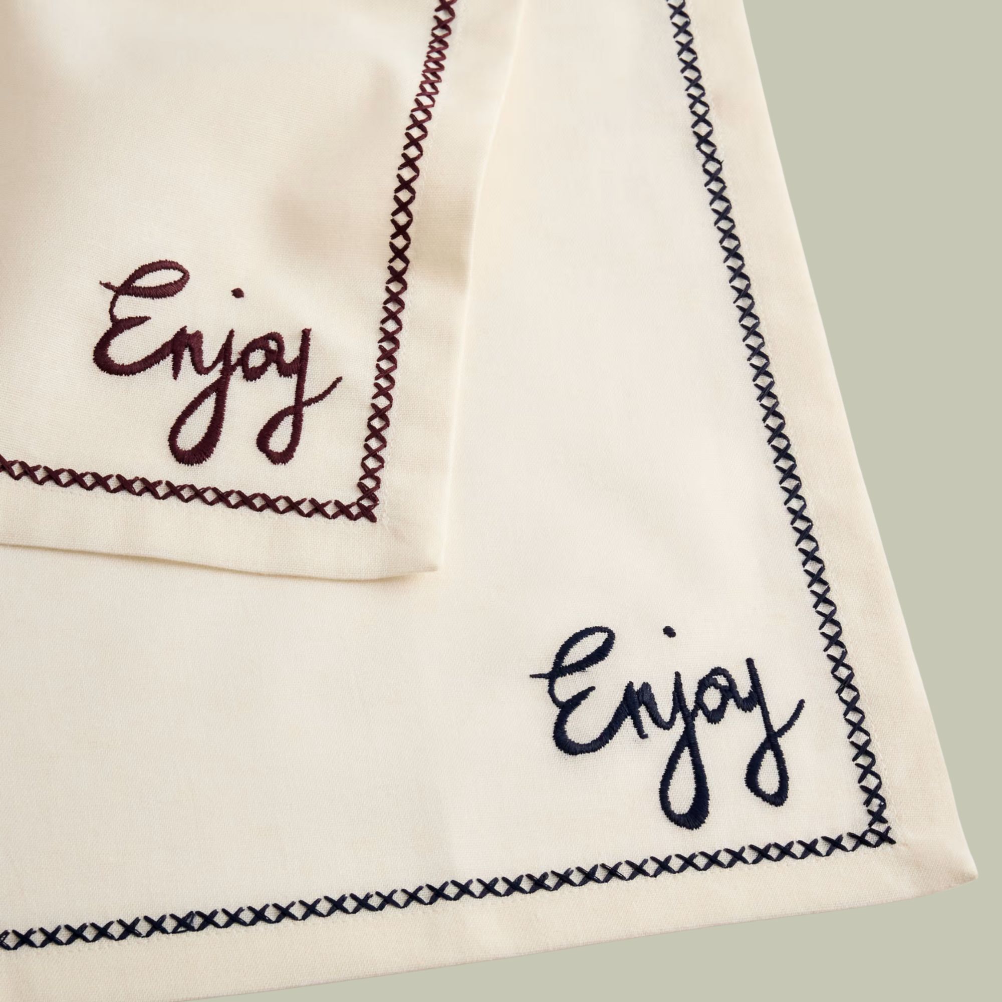 M&S x Bella Freud, Set of 4 Cotton With Linen Enjoy Napkins
