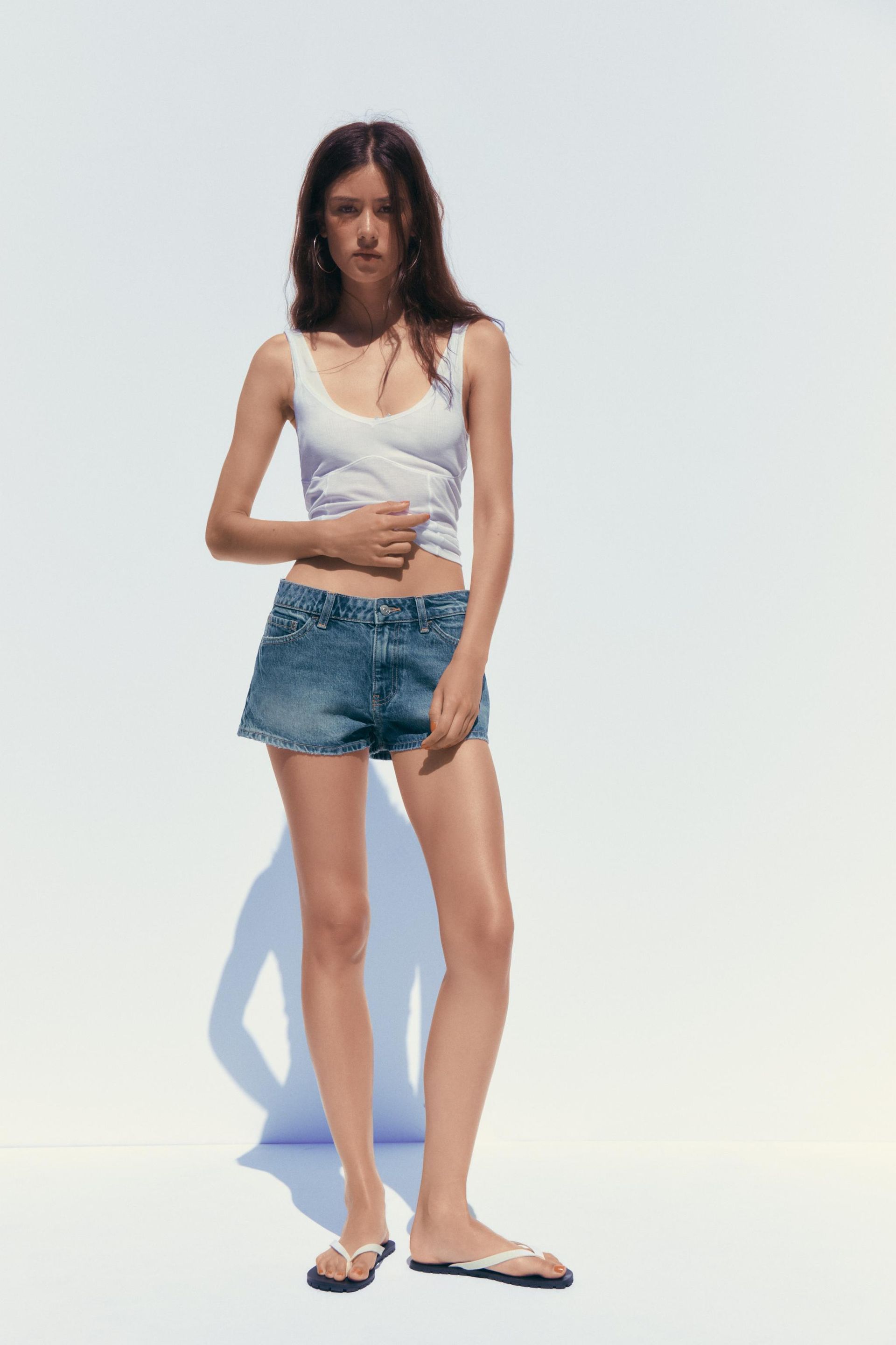 Mid-Rise Trf Micro Denim Shorts