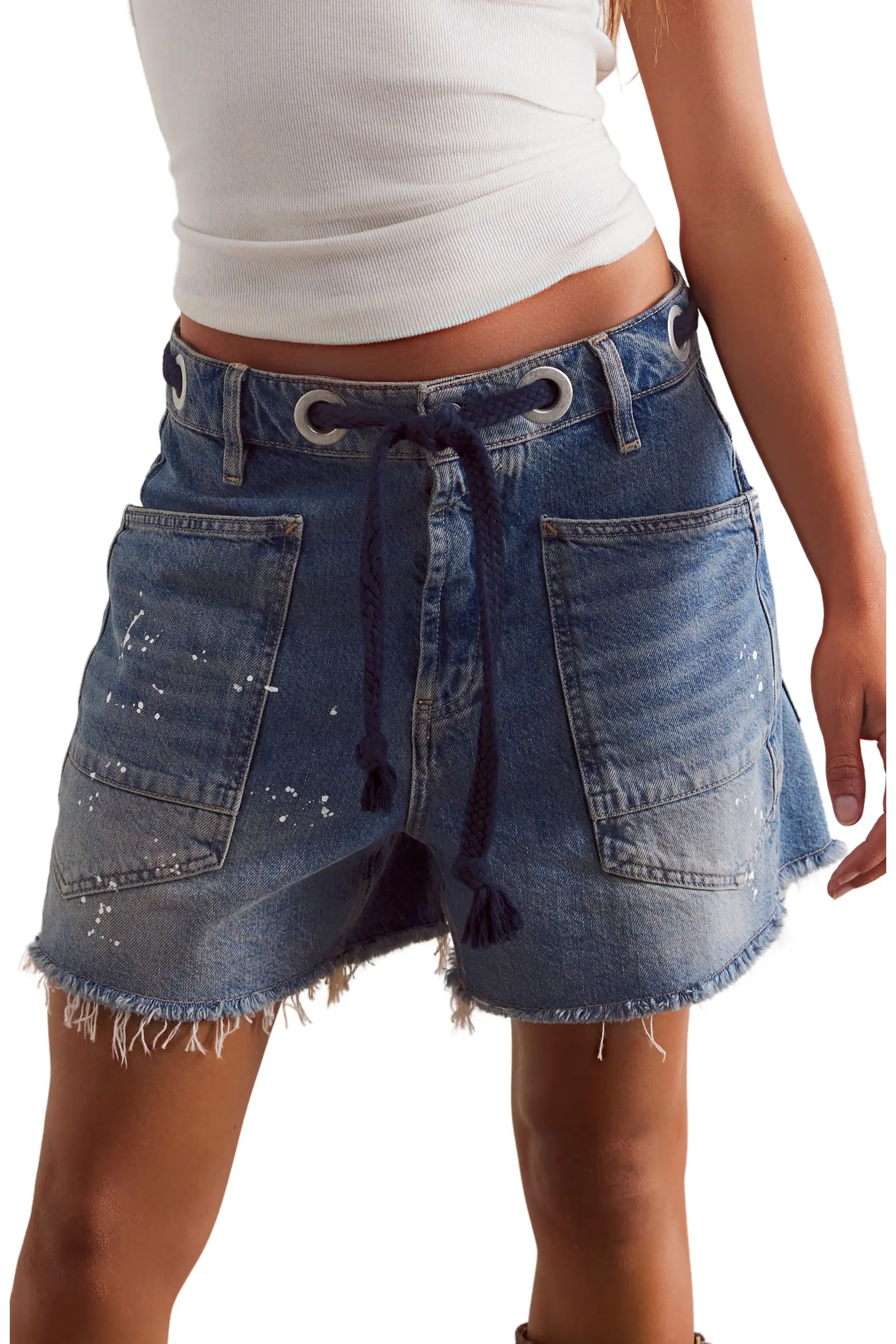 Free People, Moxie Distressed High Waist Denim Cutoff Shorts (Were $128)