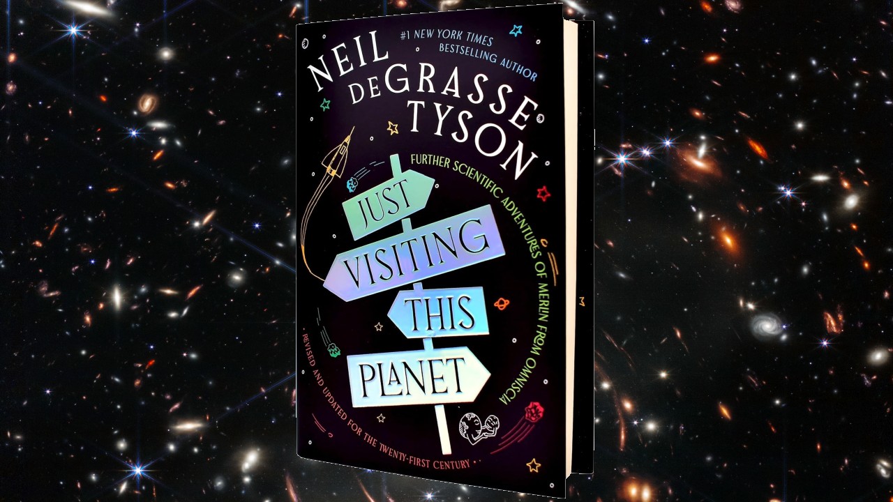 a black book on a starry background