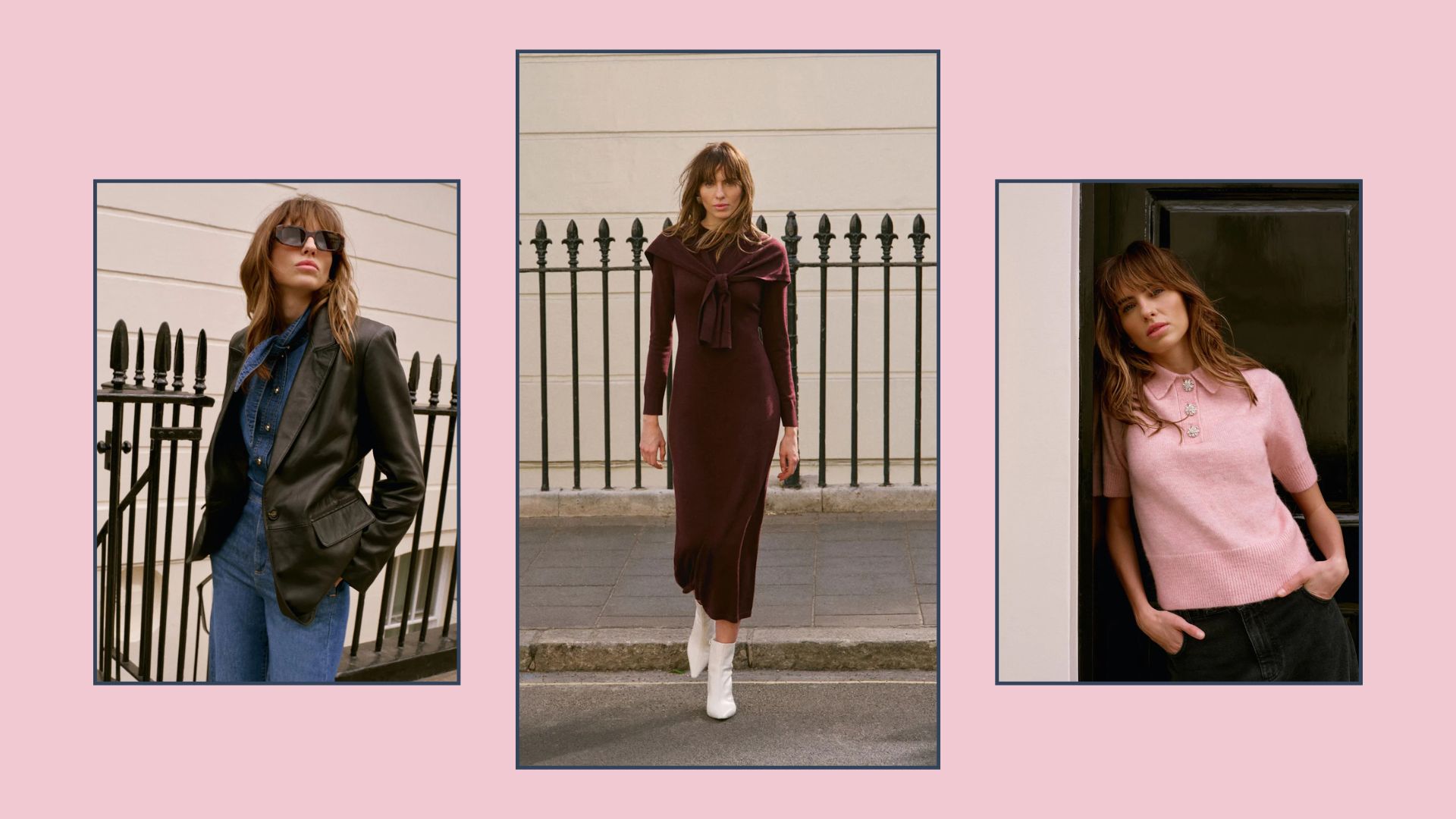 three model shots wearing mint velvet 