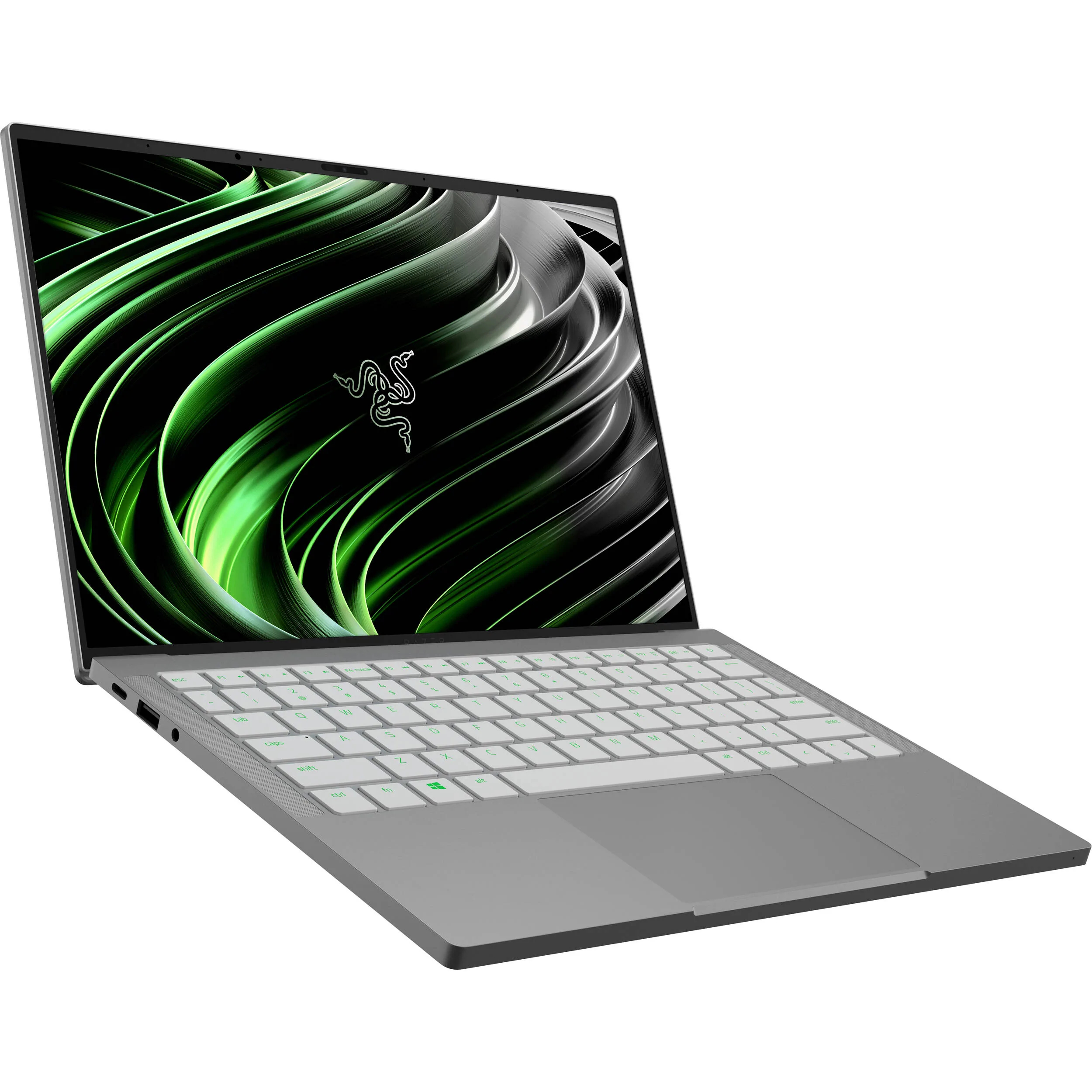 En Razer Book 13 mot en vik bakgrund.