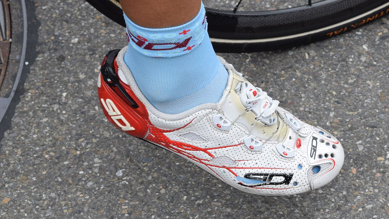 Simon Spilak has made several holes in his Sidi Shot shoes for better fit and improved ventilation