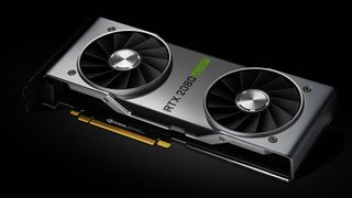 An image of the RTX 3080 Super graphics card on a black background