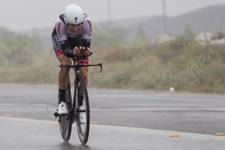 Axeon Hagens Berman's Nielson Powless on his way to upsetting the favourite at the Redlands Bicycle Classic time trial