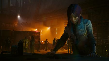 Cyberpunk 2077: Phantom Liberty screenshot featuring new character Songbird on a dark background