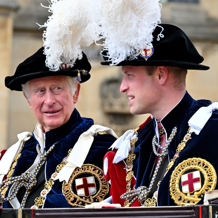 Prince Charles, Prince of Wales and Prince William, Duke of Cambridge attend The Order of The Garter service at St George's Chapel, Windsor Castle on June 13, 2022 in Windsor, England.