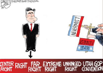 Political cartoon U.S. Mitt Romney Utah convention conservatives